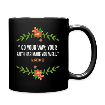 Bible verse Mark 10 52 - Full Colour Mug - black - Right