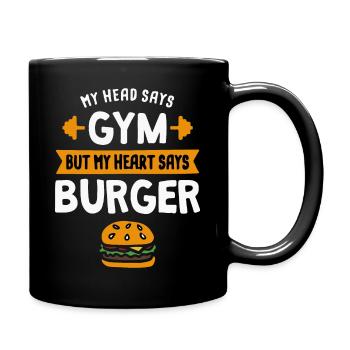 Logo gym vs burger - Mug uni - noir - Droite