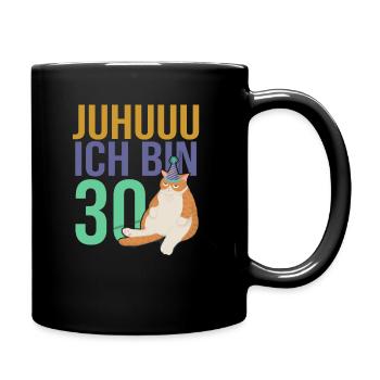 30 Geburtstag 30 Jahre Katze Geschenk - Tasse einfarbig - Schwarz - Rechts