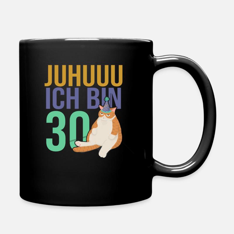 30 Geburtstag 30 Jahre Katze Geschenk - Tasse einfarbig - Schwarz