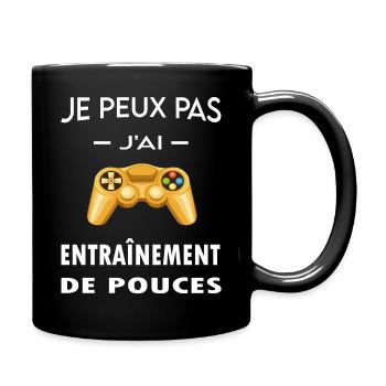 Je peux pas j'ai entraînement de pouces - Mug uni - noir - Droite
