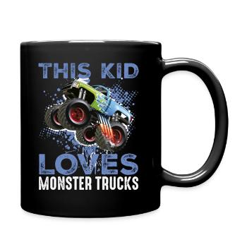 Dieses Kind liebt Monster Trucks - Tasse einfarbig - Schwarz - Rechts