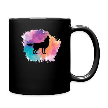 Wolf Hund Tier Wölfe Rudel Wildnis Wald Tiere - Tasse einfarbig - Schwarz - Rechts