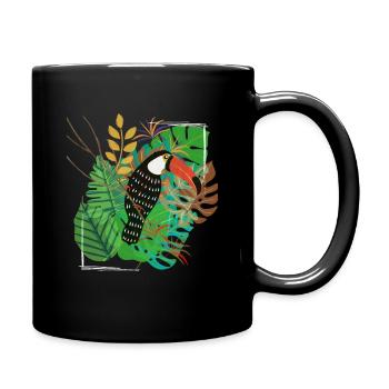 Hawaii prints birds and leaves - Full Colour Mug - black - Right