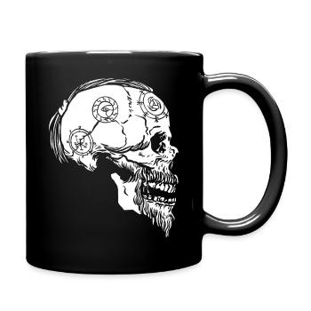 Lustig Vikinger Schädel Tattoo Bart Skandinavien - Tasse einfarbig - Schwarz - Rechts
