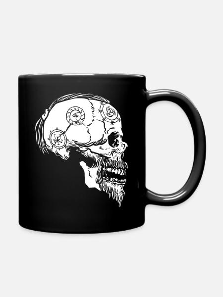 Lustig Vikinger Schädel Tattoo Bart Skandinavien - Tasse einfarbig - Schwarz