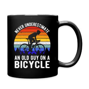 Ne sous-estimez jamais un vieux sur un vélo je - Mug uni - noir - Droite