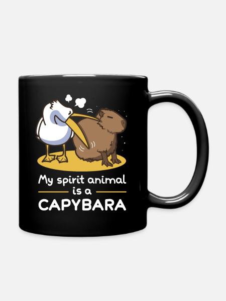 My spirit animal is a capybara v2 - Full Colour Mug - black