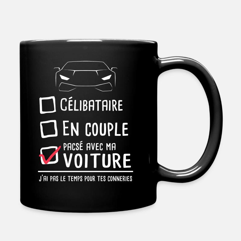 Accro voiture mécanicien humour drift célibataire - Mug uni - noir