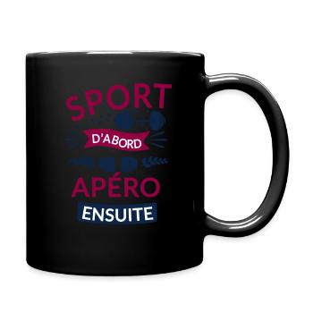 Sport zuerst Aperitif. - Tasse einfarbig - Schwarz - Rechts