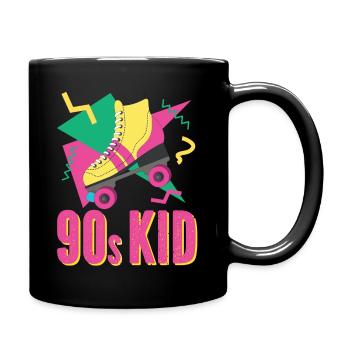 90er Retro mit Rollschuh - Tasse einfarbig - Schwarz - Rechts