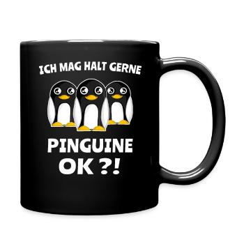 Pinguin Motiv Ich Mag Pinguine Sprüche - Tasse einfarbig - Schwarz - Rechts