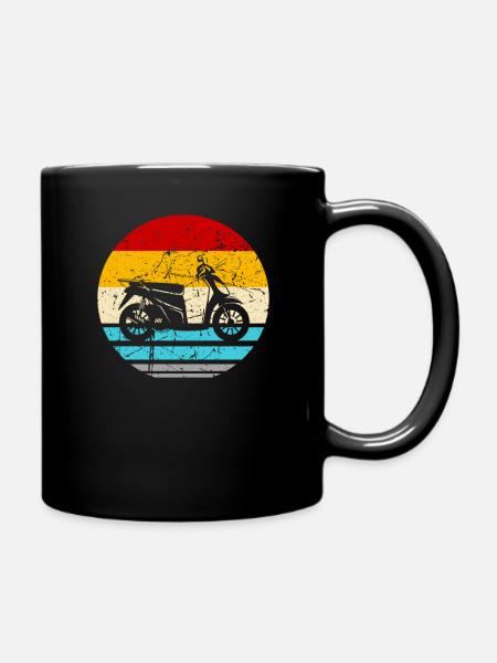 Motorroller Rollerfahrer Motorrad - Tasse einfarbig - Schwarz