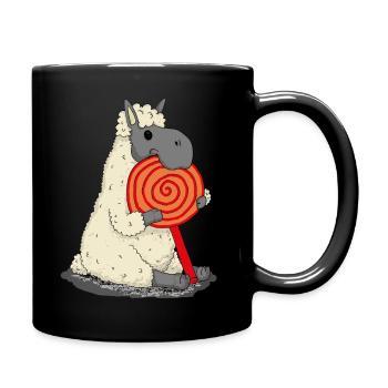 Alpagas lama avec une sucette mouton moelleux - Mug uni - noir - Droite