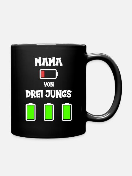 Mama von 3 Jungs - Tasse einfarbig - Schwarz
