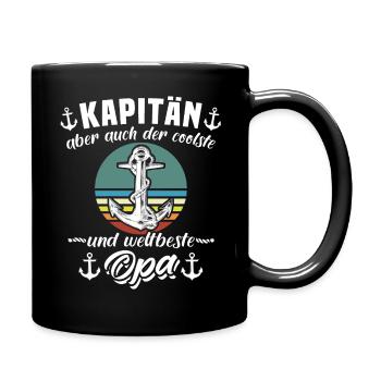 Kapitän Opa Boot Segelboot Sprüche Opas - Tasse einfarbig - Schwarz - Rechts