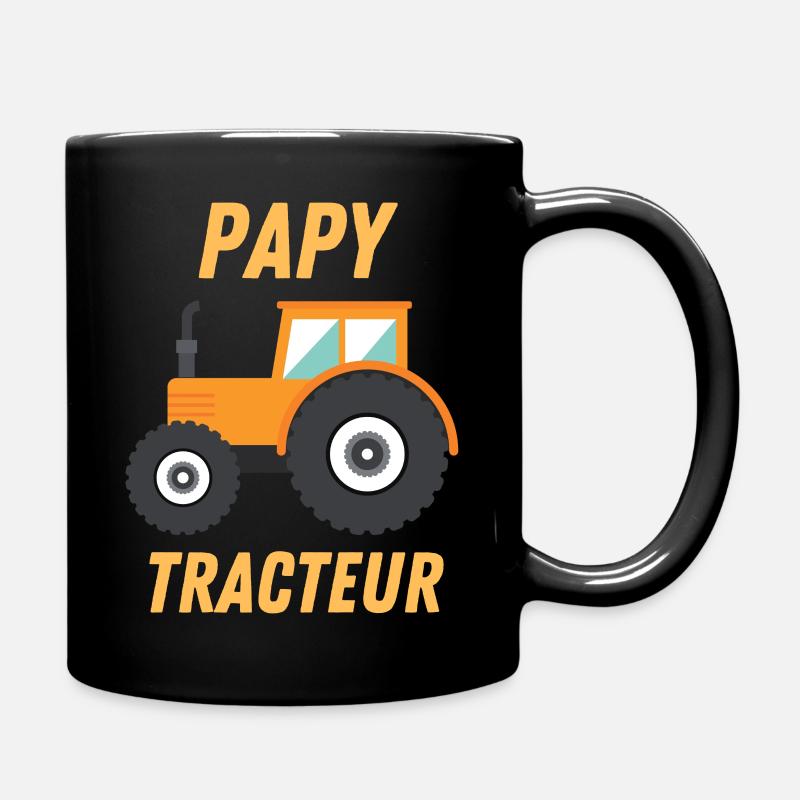 Papy tracteur orange idées cadeaux agriculture - Mug uni - noir