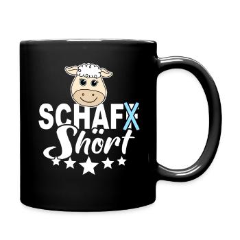 Schafe Schaf Wolle Schafshirt Schaffen - Tasse einfarbig - Schwarz - Rechts