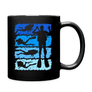 Vintage Retro Diving Diver - Full Colour Mug - black - Right