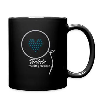 Häkeln macht glücklich - Tasse einfarbig - Schwarz - Rechts