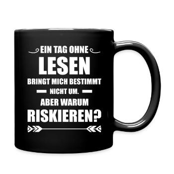 Buch Lesen Tag ohne Lesen - Tasse einfarbig - Schwarz - Rechts