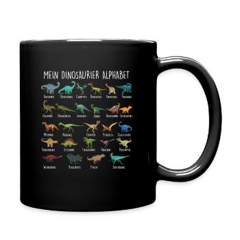 Jungs Dinosaurier Alphabet mit Dino Arten Kinder - Tasse einfarbig - Schwarz - Rechts