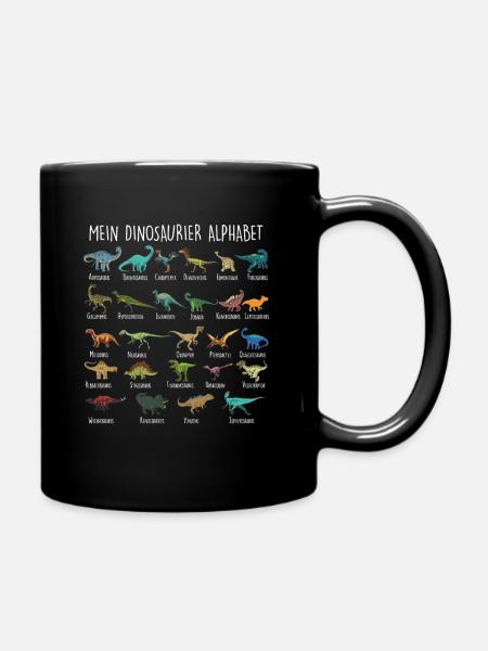 Jungs Dinosaurier Alphabet mit Dino Arten Kinder - Tasse einfarbig - Schwarz