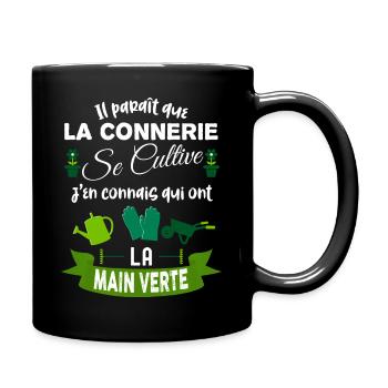 Connerie main verte, idée cadeau blague ral le bol - Mug uni - noir - Droite