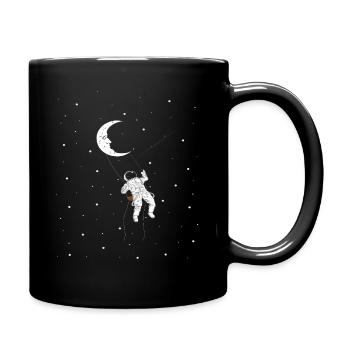 Astronaut Moon Swing, Funny Spaceman On Moon - Full Colour Mug - black - Right