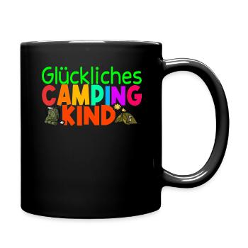 Camping Kinder Zubehör Camper Geschenk - Tasse einfarbig - Schwarz - Rechts