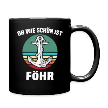 Föhr Nordseeinsel Anker Vintage Nordsee - Tasse einfarbig - Schwarz - Rechts