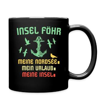 Föhr Nordseeinsel Anker Möwen - Tasse einfarbig - Schwarz - Rechts