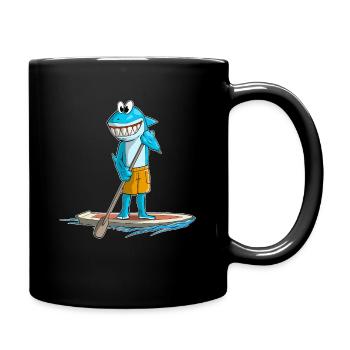 SUP Hai auf Stand Up Paddle Board - Tasse einfarbig - Schwarz - Rechts