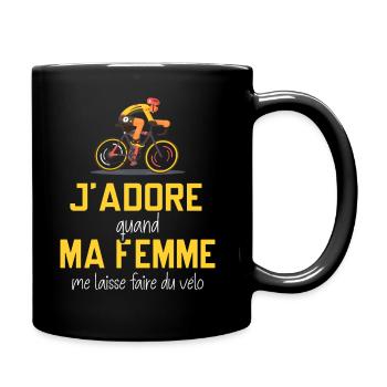 J'aime ma femme humour vélo cycliste cyclisme - Mug uni - noir - Droite