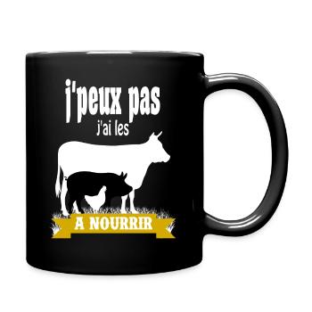 J'peux pas j'ai les bêtes à nourrir - Phrase drôle - Mug uni - noir - Droite