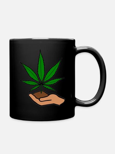 Hanfblatt - Tasse einfarbig - Schwarz
