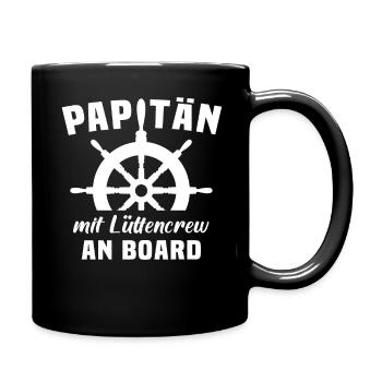 Papitän Papa Kapitän - Tasse einfarbig - Schwarz - Rechts