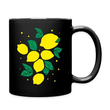 Frische Zitronenfrüchte - Tasse einfarbig - Schwarz - Rechts