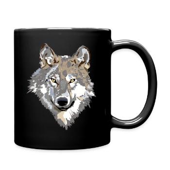 Wolf - Tasse einfarbig - Schwarz - Rechts
