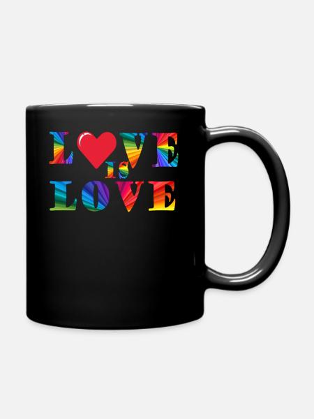 Love is Love Rainbow LGBT GAY - Full Colour Mug - black