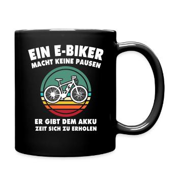 Ebike Sprüche EBiker Akku - Tasse einfarbig - Schwarz - Rechts