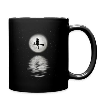 Witch with full moon - Full Colour Mug - black - Right