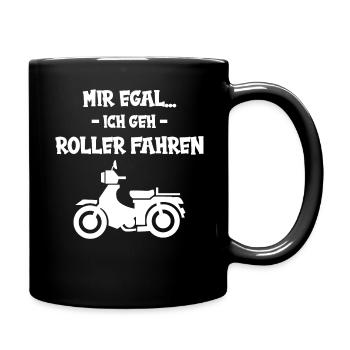 Mir egal Roller fahren - Tasse einfarbig - Schwarz - Rechts