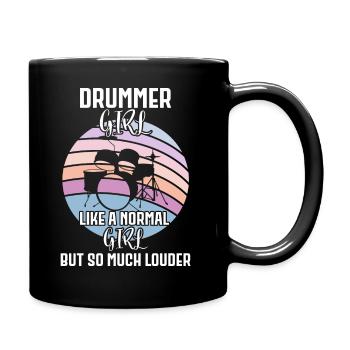 Drummer girl - Tasse einfarbig - Schwarz - Rechts