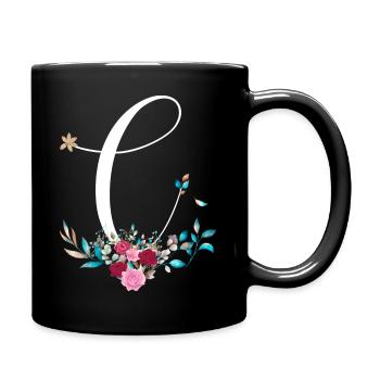 Prénom en C, initiale C, idée cadeau personnalisé - Mug uni - noir - Droite