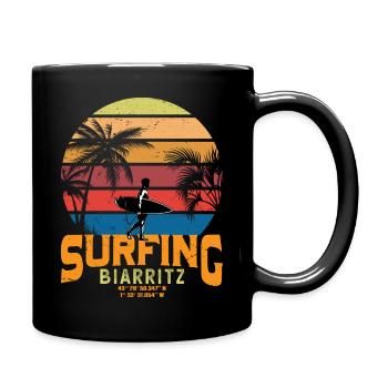 Surfing for Surfers Vintage Biarritz Gift Idea - Full Colour Mug - black - Right