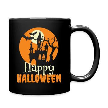 happy halloween - Tasse einfarbig - Schwarz - Rechts