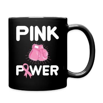 Pink power. Cadeau octobre rose - Mug uni - noir - Droite