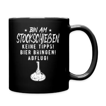 Stockschießen Eisstockschiessen - Tasse einfarbig - Schwarz - Rechts