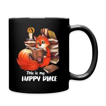 This is my happy place - niedlicher lesender Fuchs - Tasse einfarbig - Schwarz - Rechts